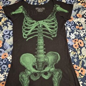 Kreepsville skeleton dress green